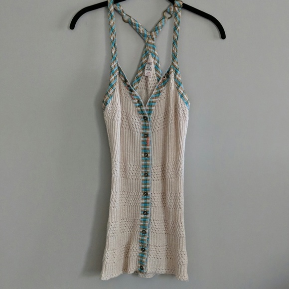 Free People Tops - Free People Knit Tank Top Tan Button Down Size S